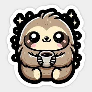 Kawaii Sloth Coffee Moment Sticker